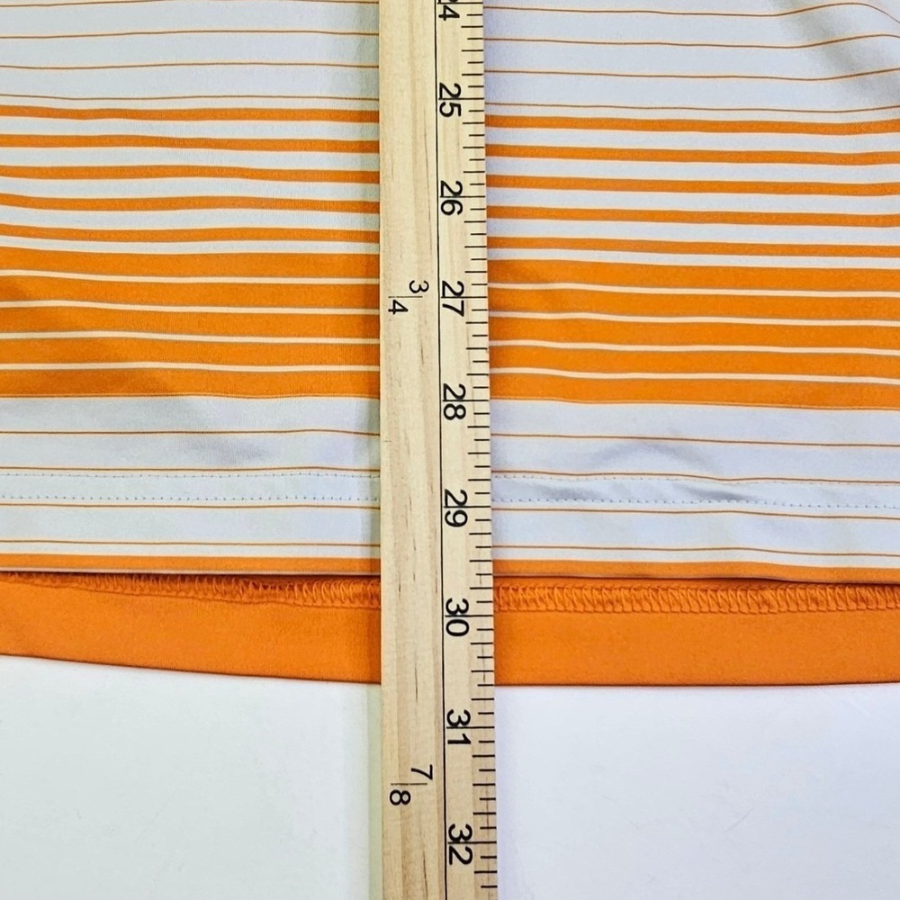 Puma Mens Dry Cell Striped Golf Polo Shirt Orange White Large Short Sleeve - Picture 8 of 8